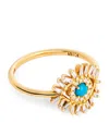 Suzanne Kalan Yellow Gold, White Diamond And Turquoise Evil Eye Ring In Gold