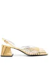 Suzanne Rae 70's 55mm Slingback Leather Sandals In Gold