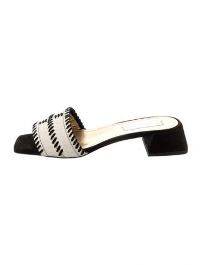 Pre-owned Suzanne Rae Canvas Colorblock Pattern Slides In Black
