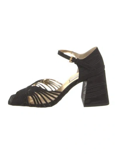 Pre-owned Suzanne Rae Canvas Sandals In Black