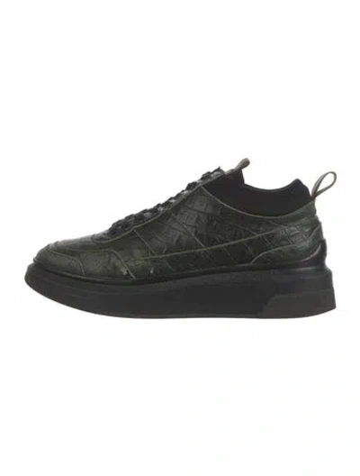 Pre-owned Suzanne Rae Embossed Leather Animal Print Sneakers In Green