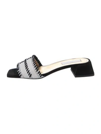 Pre-owned Suzanne Rae Floral Print Whipstitch Trim Slides In Neutral
