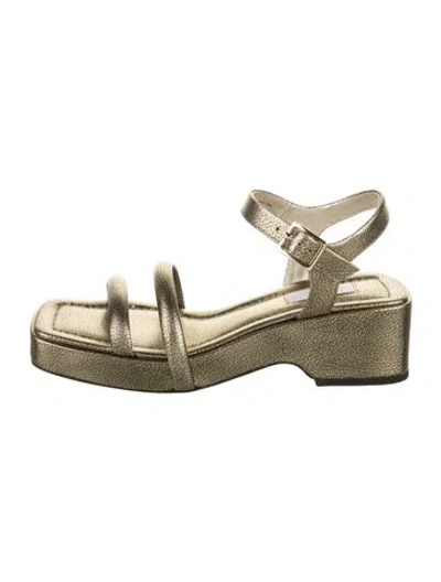 Pre-owned Suzanne Rae Leather Espadrilles In Gold