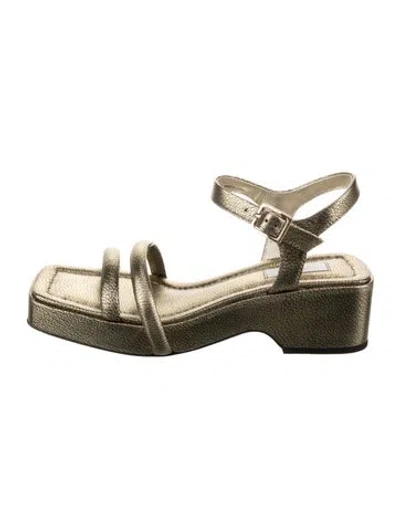 Pre-owned Suzanne Rae Leather Espadrilles In Gold