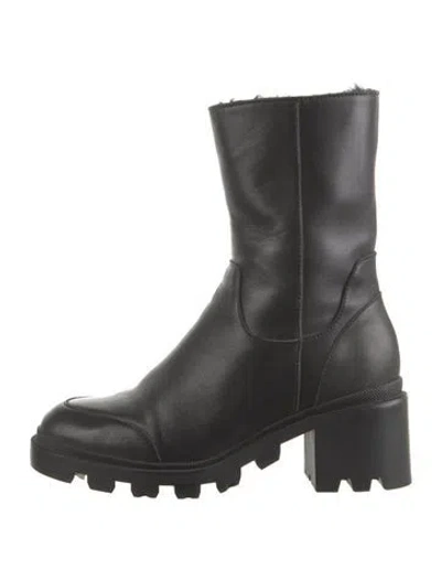 Pre-owned Suzanne Rae Leather Moto Boots In Black