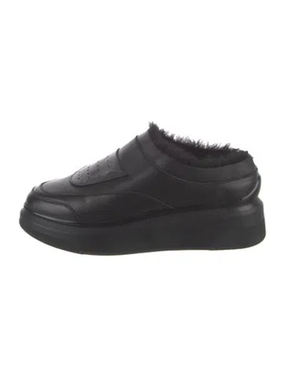 Pre-owned Suzanne Rae Leather Mules In Black