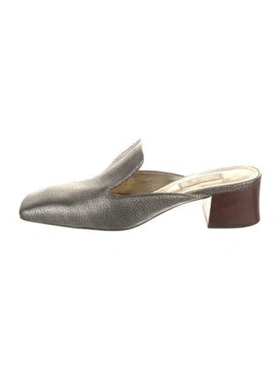 Pre-owned Suzanne Rae Leather Mules In Silver