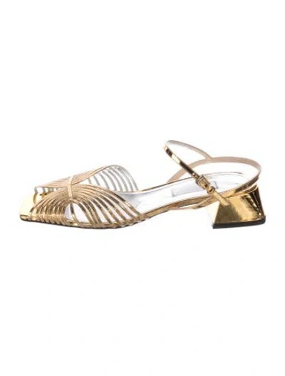 Pre-owned Suzanne Rae Leather Sandals In Gold/metallic