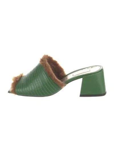 Pre-owned Suzanne Rae Leather Slides In Green
