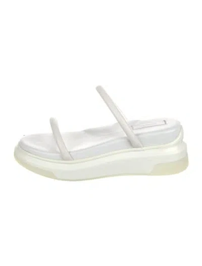 Pre-owned Suzanne Rae Leather Slides In White