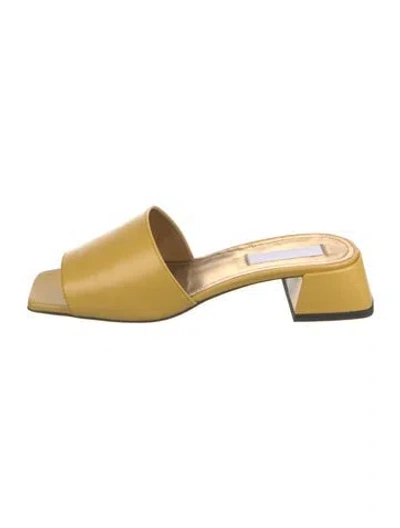Pre-owned Suzanne Rae Leather Slides In Yellow