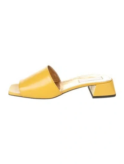 Pre-owned Suzanne Rae Leather Slides In Yellow