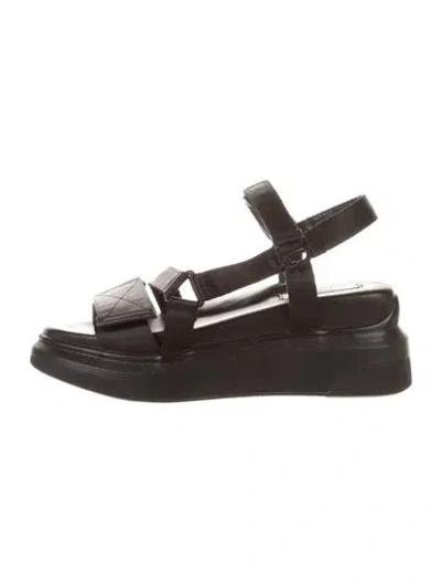 Pre-owned Suzanne Rae Leather Slingback Sandals In Black
