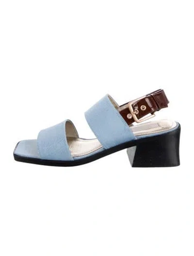 Pre-owned Suzanne Rae Leather Slingback Sandals In Blue