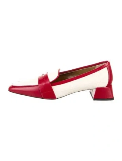Pre-owned Suzanne Rae Leather Trim Embellishment Loafers In Red