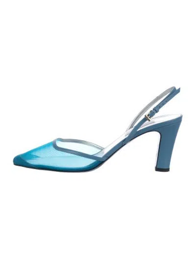 Pre-owned Suzanne Rae Mesh Slingback Pumps In Blue