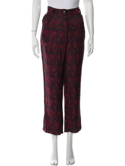 Pre-owned Suzanne Rae Paisley Print Straight Leg Pants In Blue