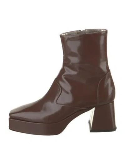 Pre-owned Suzanne Rae Patent Leather Boots In Brown