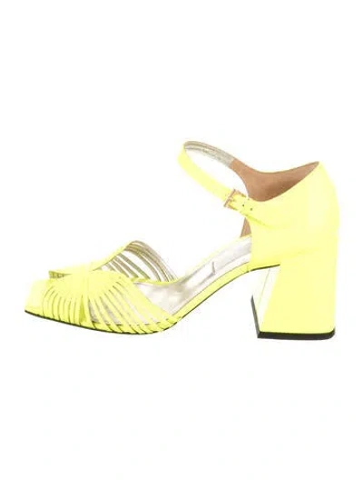 Pre-owned Suzanne Rae Patent Leather Sandals In Yellow