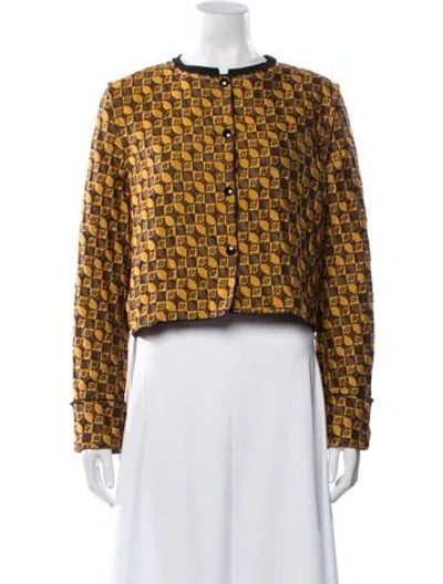 Pre-owned Suzanne Rae Printed Evening Jacket In Yellow