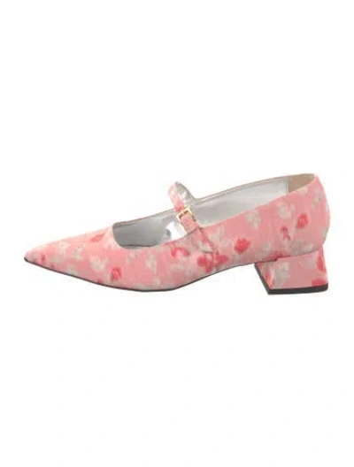 Pre-owned Suzanne Rae Satin Printed Pumps In Pink