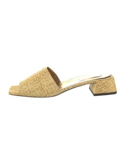 Pre-owned Suzanne Rae Straw Slides In Yellow