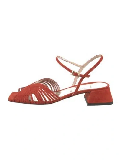 Pre-owned Suzanne Rae Suede Sandals In Red