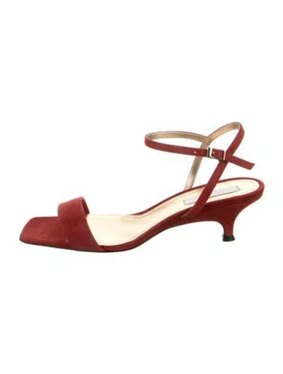 Pre-owned Suzanne Rae Suede Slingback Sandals In Red