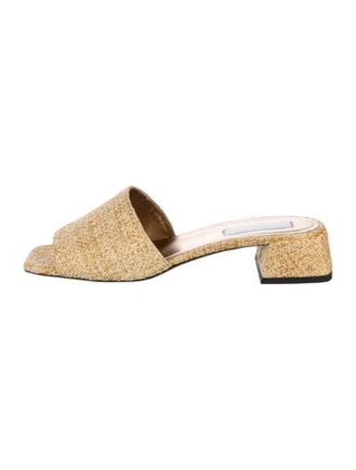 Pre-owned Suzanne Rae Tweed Pattern Slides In Gold