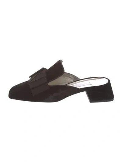 Pre-owned Suzanne Rae Velvet Grosgrain Trim Mules In Brown