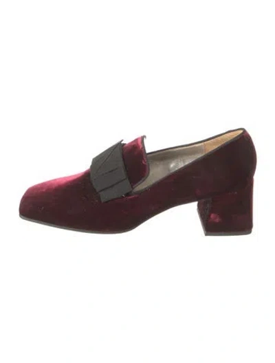 Pre-owned Suzanne Rae Velvet Pumps In Burgundy