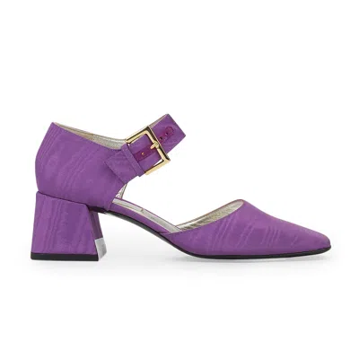 Suzanne Rae Violet Thick Strap Mary Jane Pumps In Purple