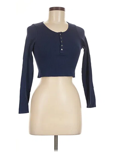 Pre-owned Suzette 3/4 Sleeve Top Blue Keyhole Neckline Tops