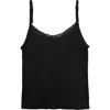 Suzette Collection Kids' Lace Trim Textured Camisole In Black