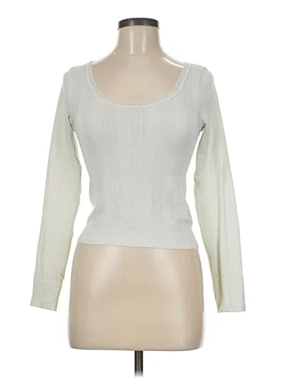Pre-owned Suzette Long Sleeve Top Ivory Square Neckline Tops