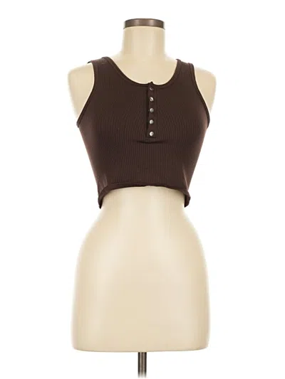 Pre-owned Suzette Sleeveless Top Brown Halter Neckline Tops