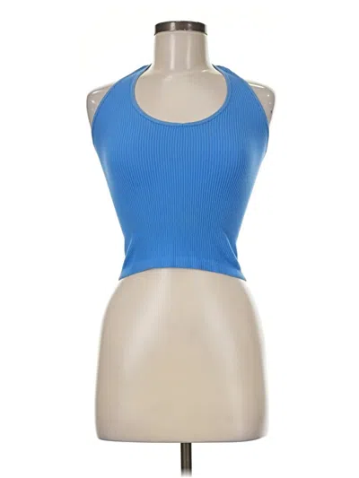 Pre-owned Suzette Tank Top Blue Halter Neckline Tops