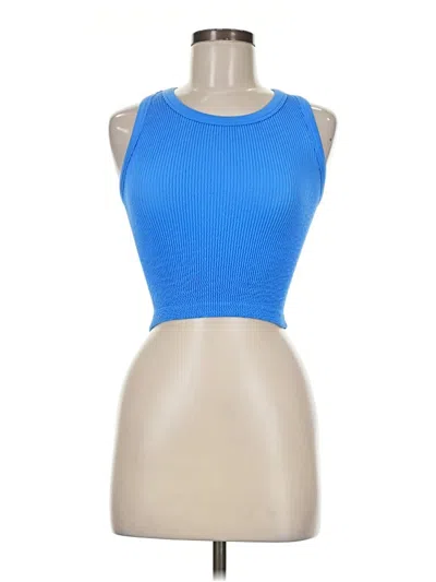 Pre-owned Suzette Tank Top Blue Halter Neckline Tops