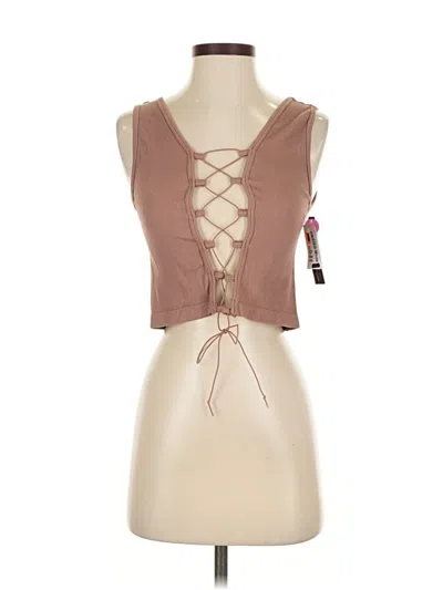 Pre-owned Suzette Tank Top Brown Halter Neckline Tops