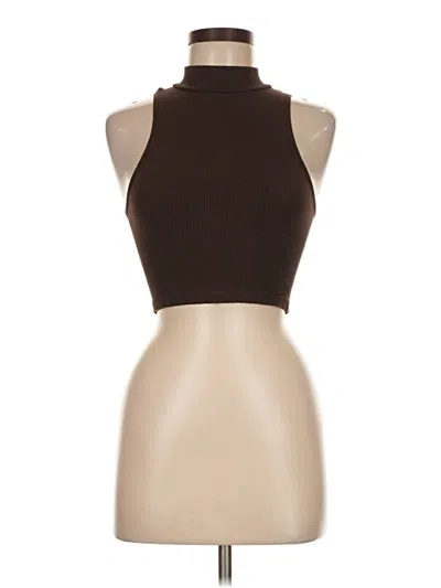 Pre-owned Suzette Tank Top Brown Halter Neckline Tops