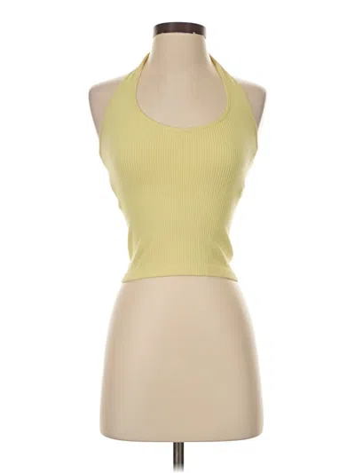 Pre-owned Suzette Tank Top Yellow Halter Neckline Tops
