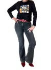 Suzi Roher Catherine Printed Long Sleeve Tee In Black In Black