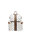 Suzie Bag Faux Leather Printed Backpack In Ivory / Tan