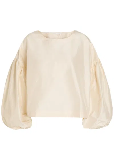 Suzie Kondi Balon Balloon-sleeve Silk-taffeta Top In Neutral