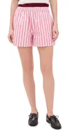 Suzie Kondi Banker Striped Cotton-poplin Shorts In Wide Rouge Stripe