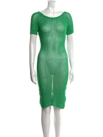 Pre-owned Suzie Kondi Bateau Neckline Knee-length Dress In Green