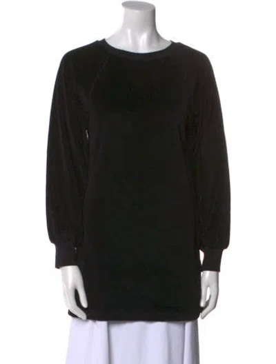 Pre-owned Suzie Kondi Bateau Neckline Long Sleeve Sweatshirt In Black