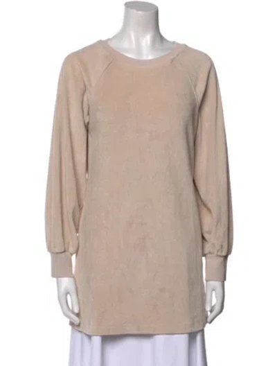 Pre-owned Suzie Kondi Bateau Neckline Long Sleeve Tunic In Brown