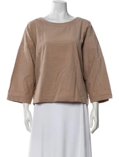 Pre-owned Suzie Kondi Bateau Neckline Three-quarter Sleeve Blouse W/ Tags In Neutral