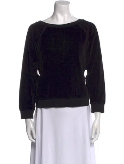 Pre-owned Suzie Kondi Bateau Neckline Three-quarter Sleeve Sweatshirt In Black